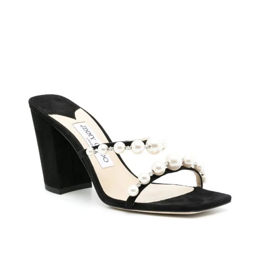 Jimmy Choo Black Pearl Embellished Heels